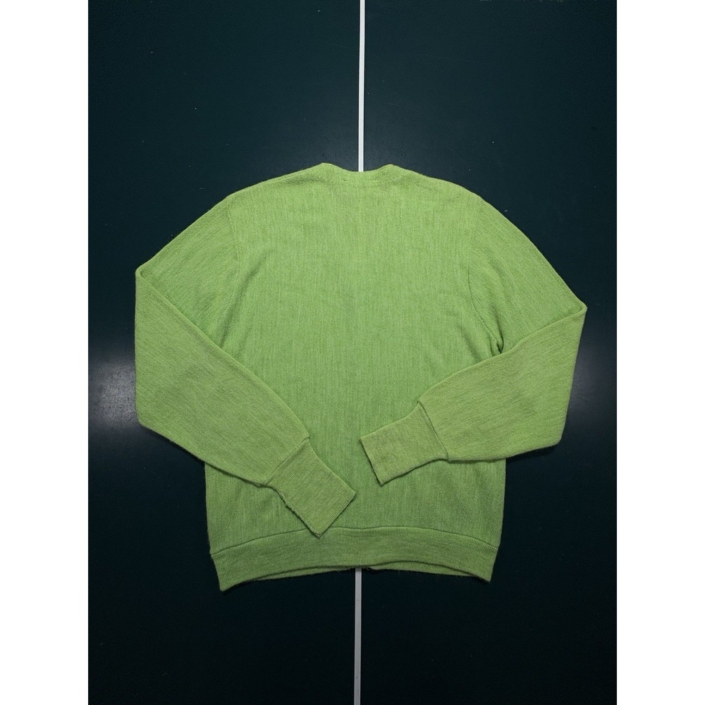 Vintage 80s Izod Lacoste Cardigan Knit Sweater Men's Large Lime Green Preppy - Picture 6 of 8